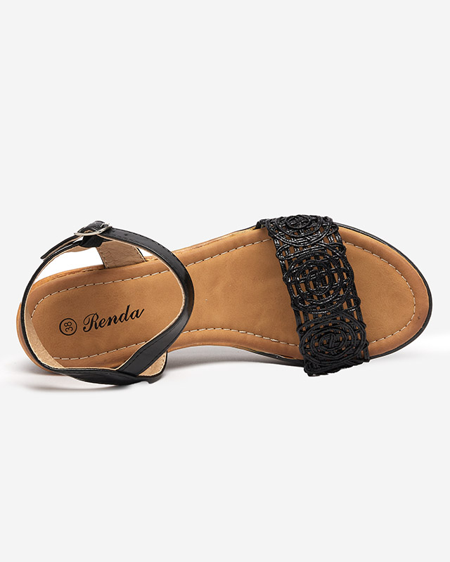 Schwarze Damensandalen auf dem durchbrochenen Keil Jofasa - Schuhe