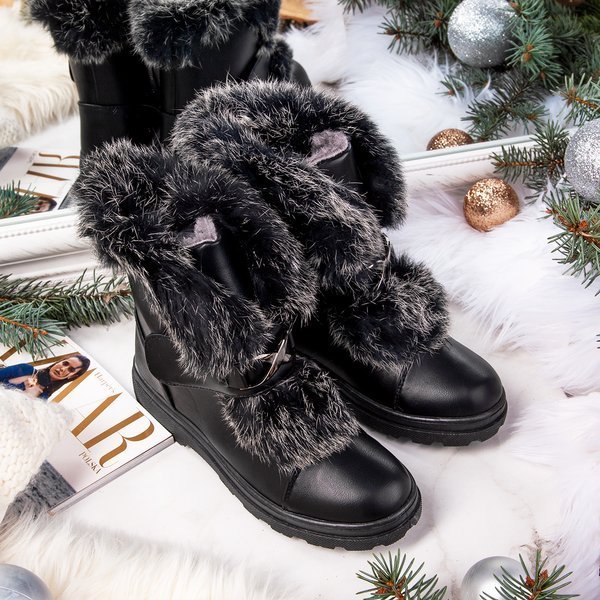 Schwarze Schneeschuhe mit Fell All About You - Schuhe 1