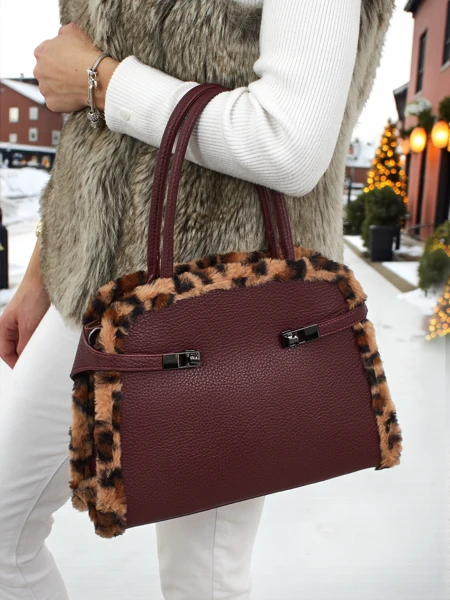 Kleine Damenhandtasche aus Öko-Leder mit Leopardenmuster Panthory