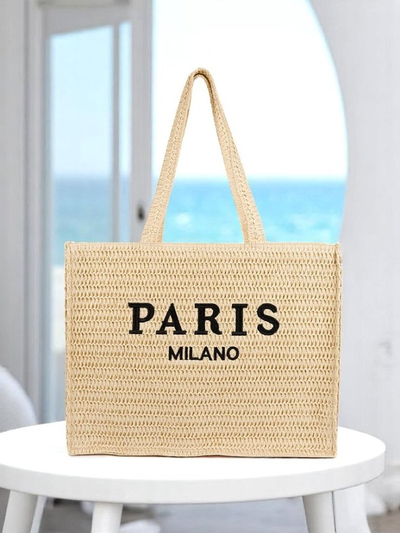 Royalfashion Große Damen Strohtasche Paris Milano Groß