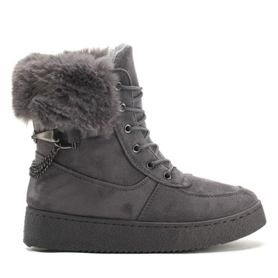 Szare botki z futerkiem - Obuwie