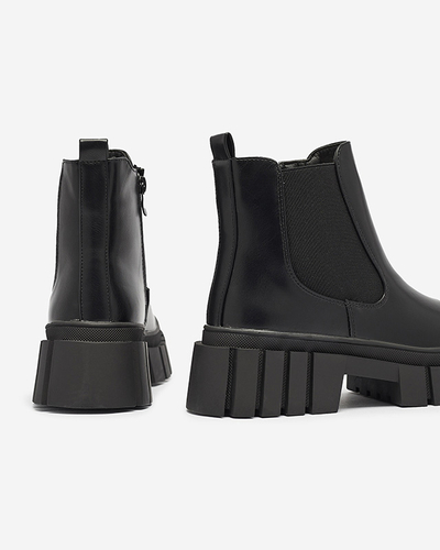 Чорні жіночі черевики на потовщеній підошві Olilno- Взуття