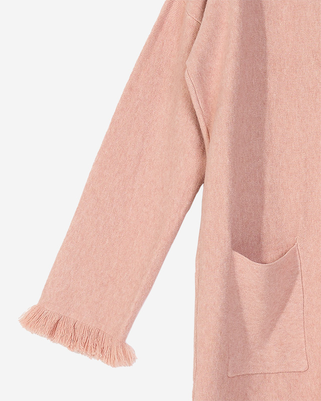 Pinker Damen-Tunika-Pullover mit Fransen - Kleidung
