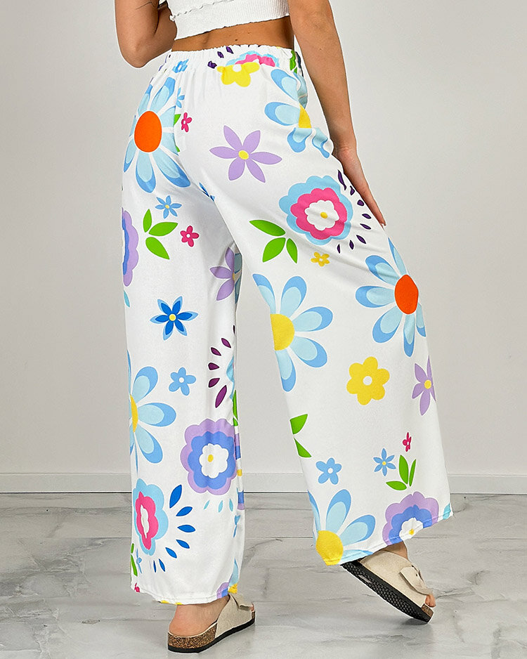 Royalfashion Weite Stoffhose mit Blumenmuster