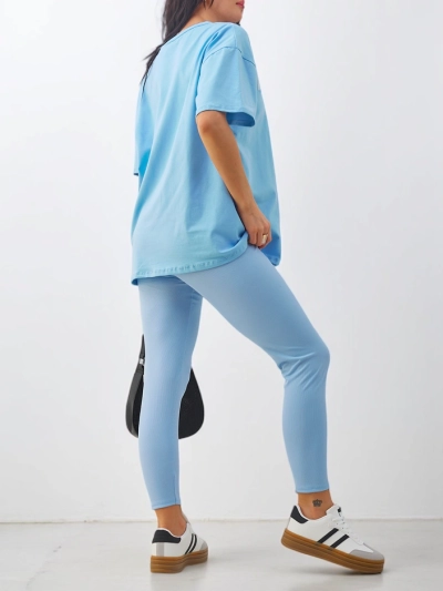 Royalfashion Baumwolle Damen-Set mit kurzen Ärmeln und Leggings