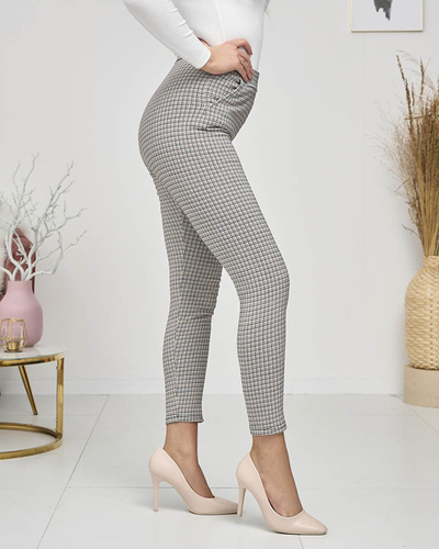 Gelb-schwarz karierte Damen-Teggings- Bekleidung