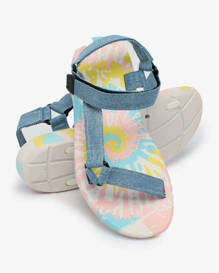 Royalfashion Hellblaue Damensandalen mit farbiger Sohle Asottil