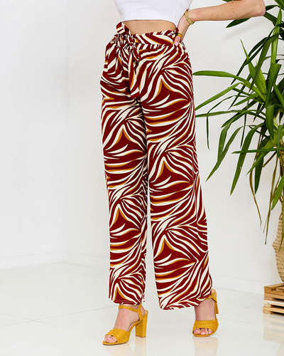 Gemusterte Damen-Palazzo-Hose in Rot- Kleidung