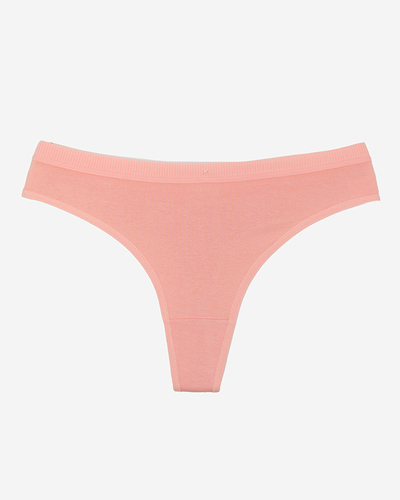 Einfarbige Damen-Strings aus rosa Baumwolle PLUS SIZE - Unterwäsche