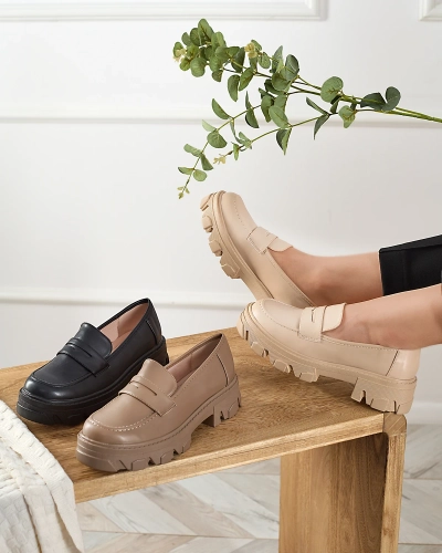 Hellbraune Damen-Mokassins mit fester Sohle Desika - Footwear