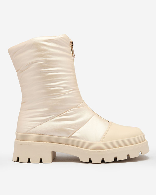 Жіночі черевики Royalfashion Tainve бежеві на плоскому каблуці