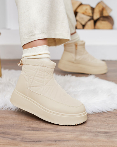 Royalfashion Damen Schlupf-Schneestiefel in cremefarben Armeda