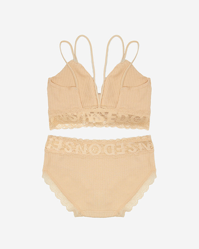 Beige Damenwäsche mit Spitze - Unterwäsche