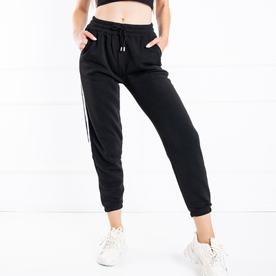 Damen 'schwarze Jogginghose mit Streifen - Bekleidung