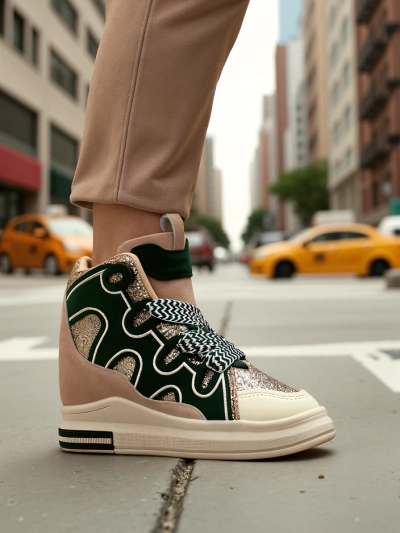 Royalfashion Hohe Damensportschuhe mit verstecktem Keil Oblaffi