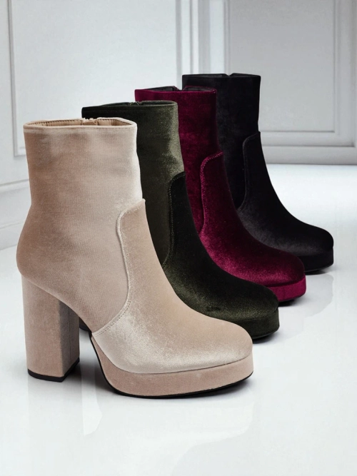 Ботильйони жіночі на підборах-стовпчику а-ля Велюр Miss