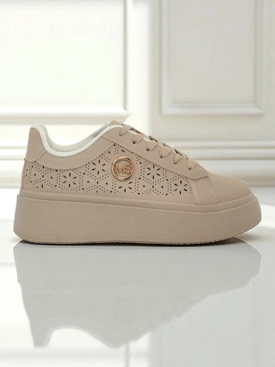 Damen Plateau Sneakers Callista Royalfashion ecru Öko-Leder