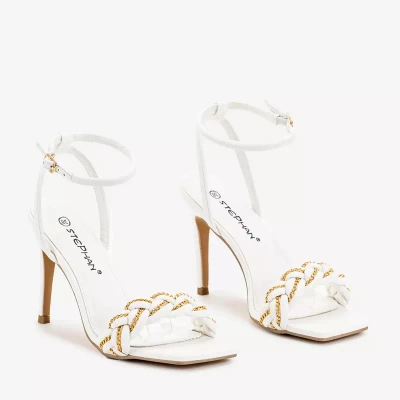OUTLET Weiße Damensandalen auf hohem Absatz von Tenedi - Schuhe