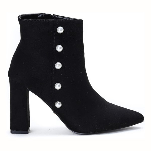 Чорні черевики з перлами на високій стійці Майя - Взуття
