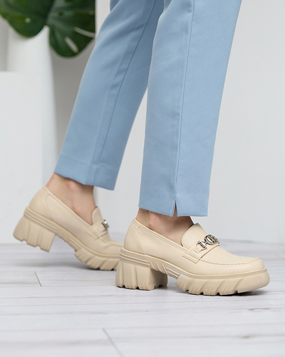 Beige Damenschuhe auf massiver Terima-Sohle - Schuhe