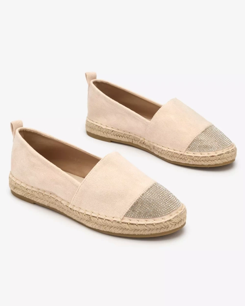 Бежеві жіночі еспадрильї з цирконами Royalfashion Iterica