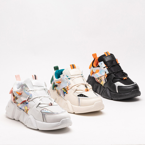 Бежеві кросівки з кольоровими вставками Deroni