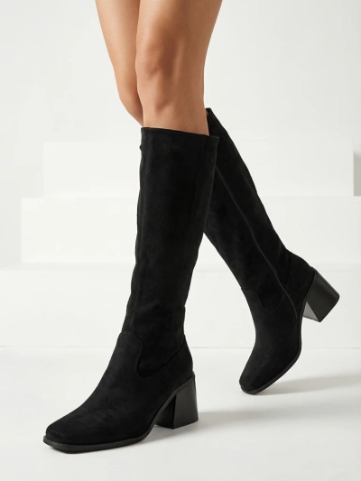 Damen Öko-Wildleder Stiefel mit Blockabsatz Ernala