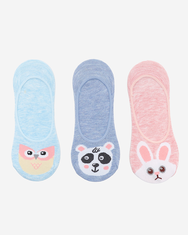 Rosa, marineblaue und blaue Damensocken mit Animal-Print 3er-Pack - Unterwäsche