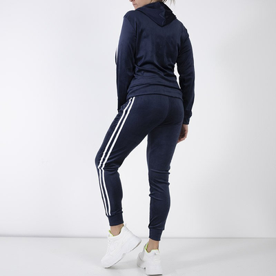Dunkelblauer Trainingsanzug für Damen mit weißen Streifen - Kleidung