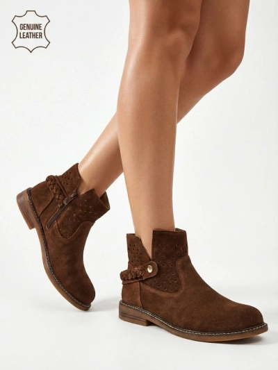 Ażurowe Damen-Stiefeletten aus Naturleder Unimi