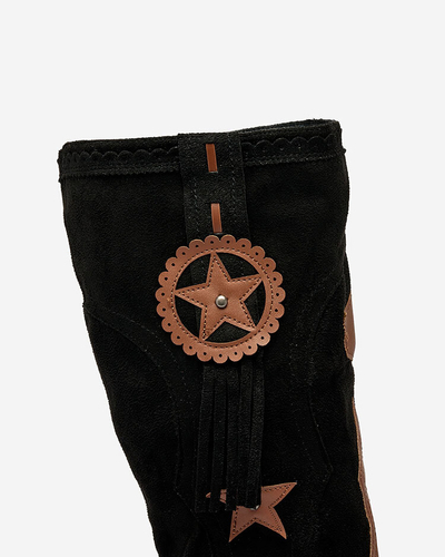 Royalfashion Schwarze Damenstiefel mit verstecktem Anker Figgers