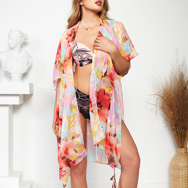 Rosa gemusterter Pareo für Damen - Kleidung