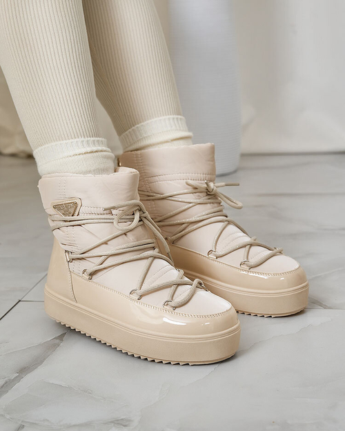 Royalfashion Жіночі черевики-сліпони a'la snow boots бежевого кольору Nevsone