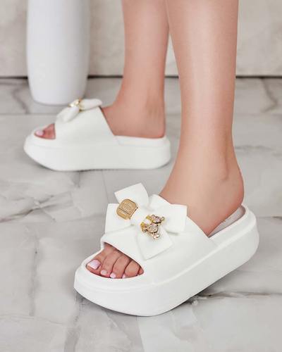 Royalfashion Damen-Gummi-Flip-Flops mit Zierschleife Apis