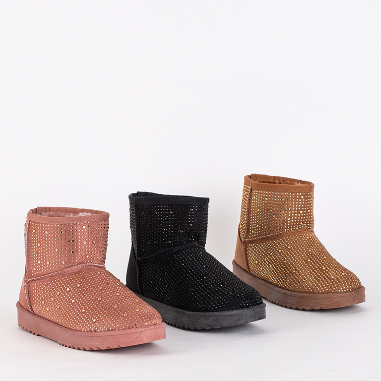 Dunkelrosa Damen-Schneestiefel mit Zirkonia Rudis - Schuhe