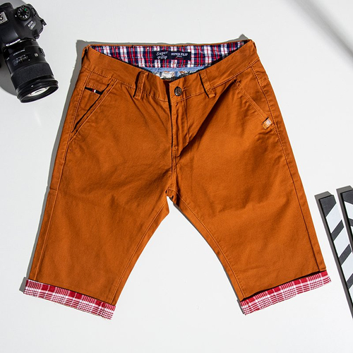 Коричневі чоловічі шорти з бордовими вставками