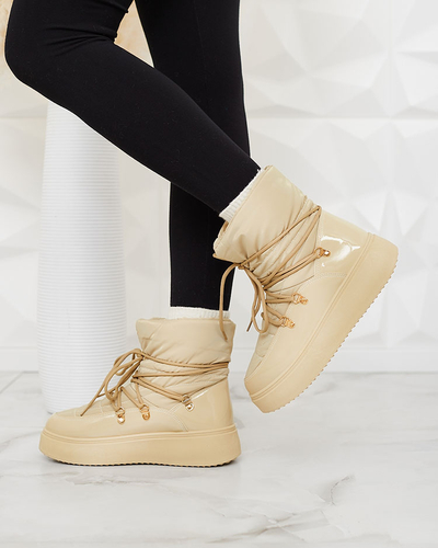 Royalfashion Damen Schlupf-Schneestiefel in hellbraun Dabenda