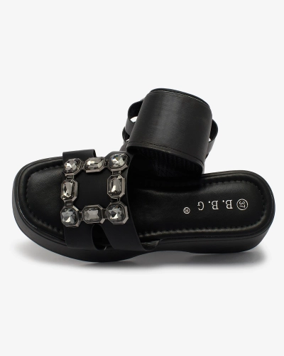 Royalfashion Schwarze Damen-Flip-Flops mit verzierter Sohle Norixi