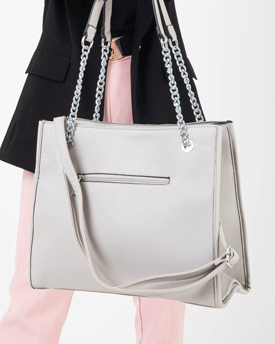 Graue elegante Damenhandtasche mit Griffen an den Ketten - Accessoires