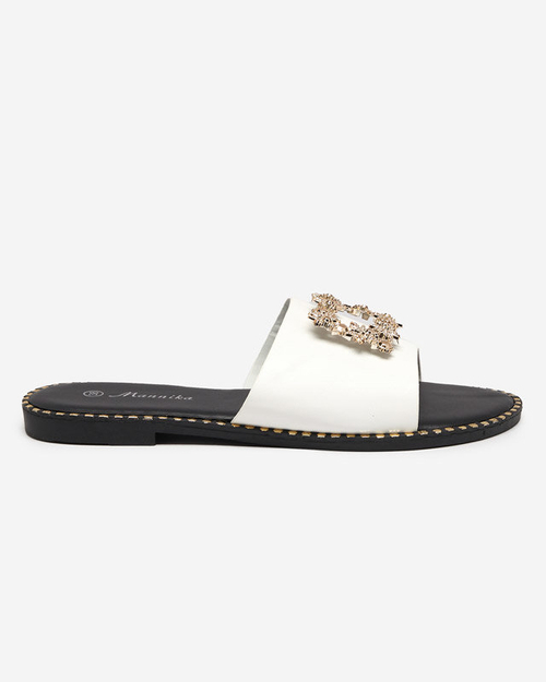 Білі елегантні жіночі тапочки із золотим орнаментом Meriso - Взуття