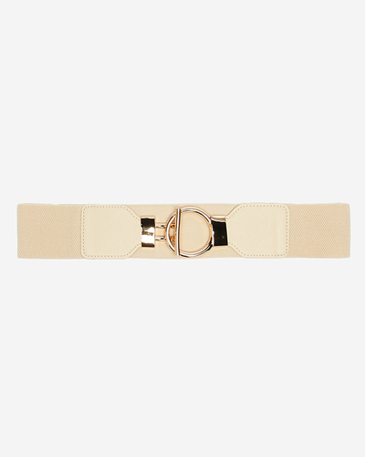 Beigefarbener elastischer Gürtel mit großer goldener Schnalle - Accessoires