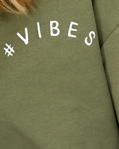 Dunkelgrünes Sport-Trainingsanzug-Set für Damen mit Crop-Top-Sweatshirt - Kleidung