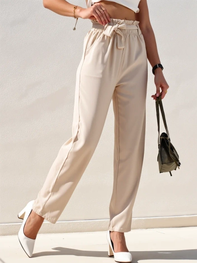 Royalfashion Einfache Damenhose aus Stoff mit einem Gürtel