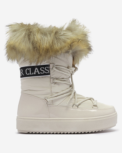 Beige Damen-Schneestiefel mit Fell Lilitsa- Footwear