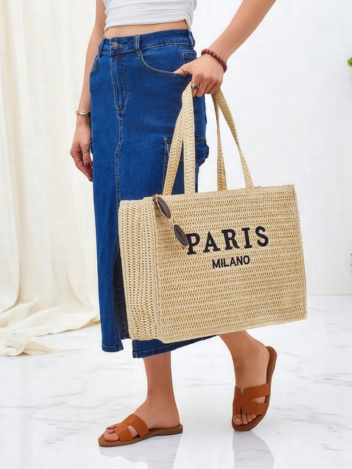 Royalfashion Велика жіноча солом'яна сумка Paris Milano Large
