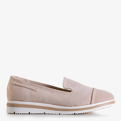 OUTLET Beige Mokassins für Damen auf einem niedrigen Keil Dardariel - Schuhe
