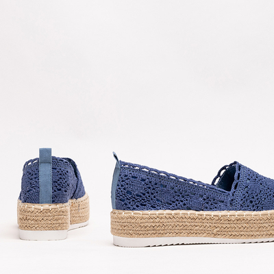 Blaue Damen-Espadrilles mit Lochmuster auf Plateau Ezerra - Schuhe