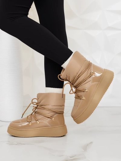 Royalfashion Damen Schlupf-Schneestiefel in brauner Farbe Dabenda