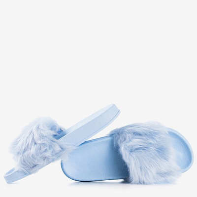 Blaue Hausschuhe mit Fell Millie - Footwear