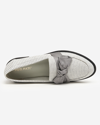 Grau-weißer Damen-Loafer mit Hahnentritt-Muster Lukisto - Footwear